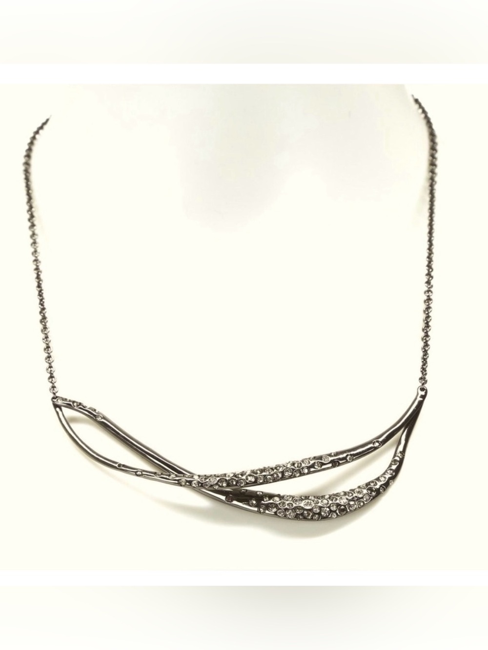 Alexis Bittar Miss Havisham Necklace Crystal Encrusted Intertwined Pendant